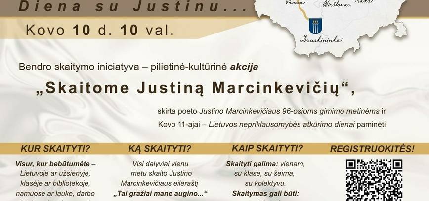 Akcijoje „Skaitome Justiną Marcinkevičių“