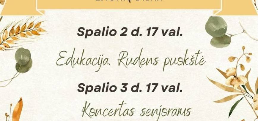 Renginiai, skirti Tarptautinei pagyvenusių žmonių dienai
