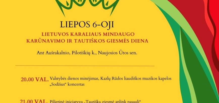 Празднование Дня государственности (коронации короля Литвы Миндовга) и Дня государственного гимна на горе Аушракальнис