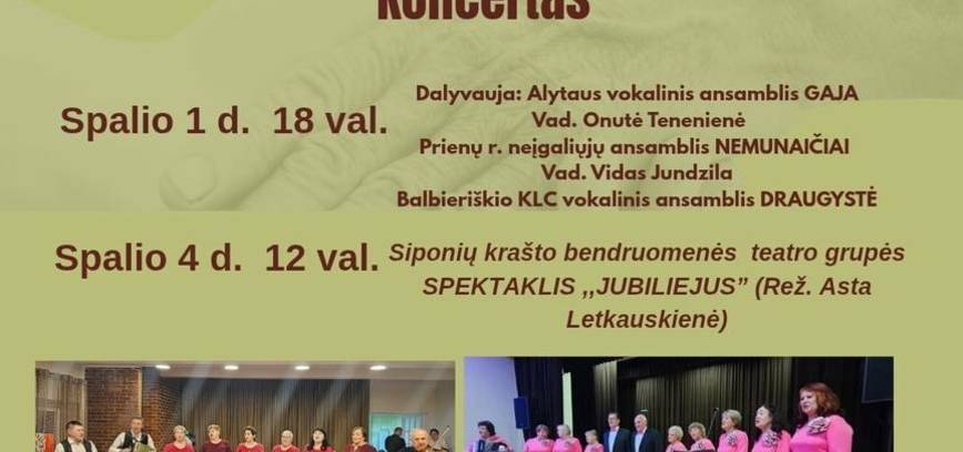 Koncertas „Širdyje dar ne ruduo“, skirtas Tarptautinei pagyvenusių žmonių dienai