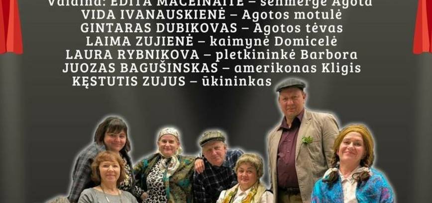 Jiezno kultūros ir laisvalaikio centro mėgėjų teatro „Žaltvykslė“ spektaklio „Paskubėjo“ premjera