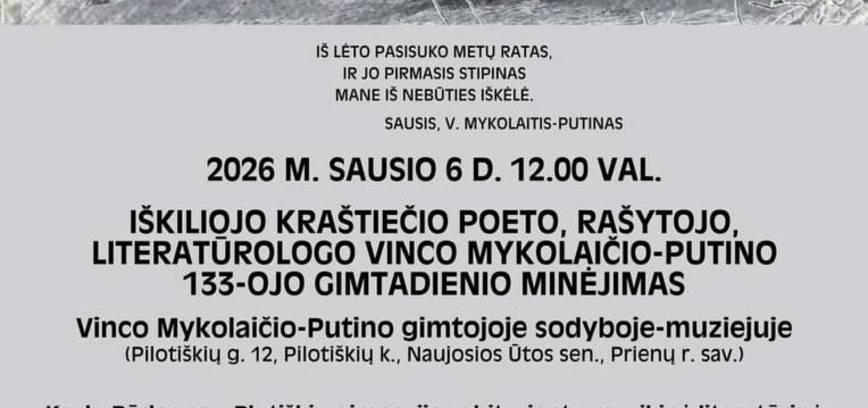 Commemoration of the 133rd birthday of Vincas Mykolaitis-Putins