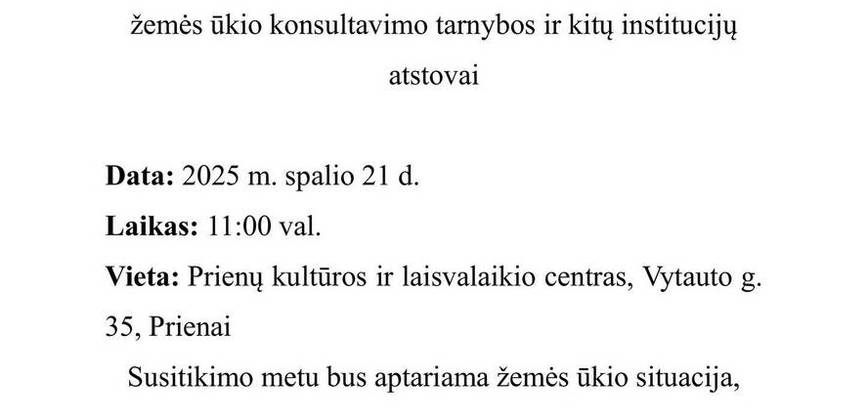 Žemės ūkio bendruomenės susitikimas