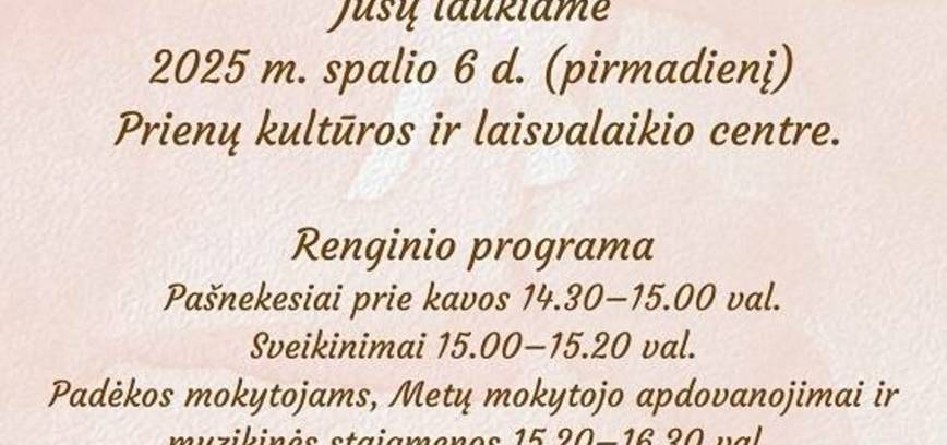 Renginys, skirtas Tarptautinei mokytojų dienai