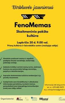 Dirbtuvės jaunimui „FenoMemas – skaitmeninio pokšto kultūra“