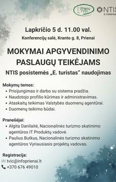 Mokymai „NTI posistemės „E turistas“ naudojimas“