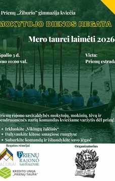 tradicinė Mokytojo dienos regata 2026 Prienų rajono savivaldybės mero taurei laimėti