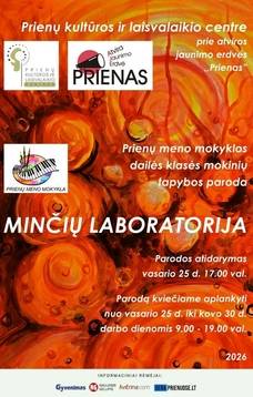 Prienų meno mokyklos dailės klasės mokinių tapybos parodos „Minčių laboratorija“ atidarymas