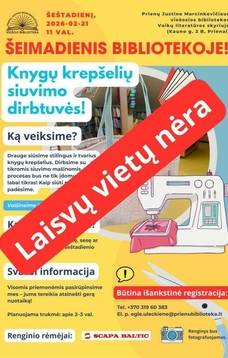 Šeimadienis bibliotekoje. Knygų krepšelių siuvimo dirbtuvės