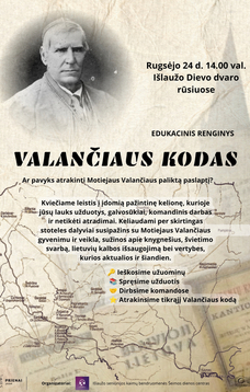 Edukacinis renginys vaikams ir jaunimui „Valančiaus kodas“
