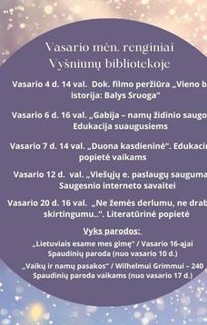 Renginiai Vyšniūnų bibliotekoje