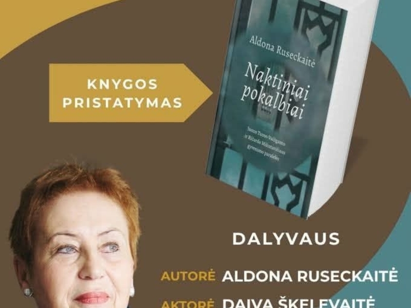 Aldonos Ruseckaitės knygos „Naktiniai pokalbiai. Juozo Tumo-Vaižganto ir Ričardo Mikutavičiaus gyvenimo paralelės“ pristatymas