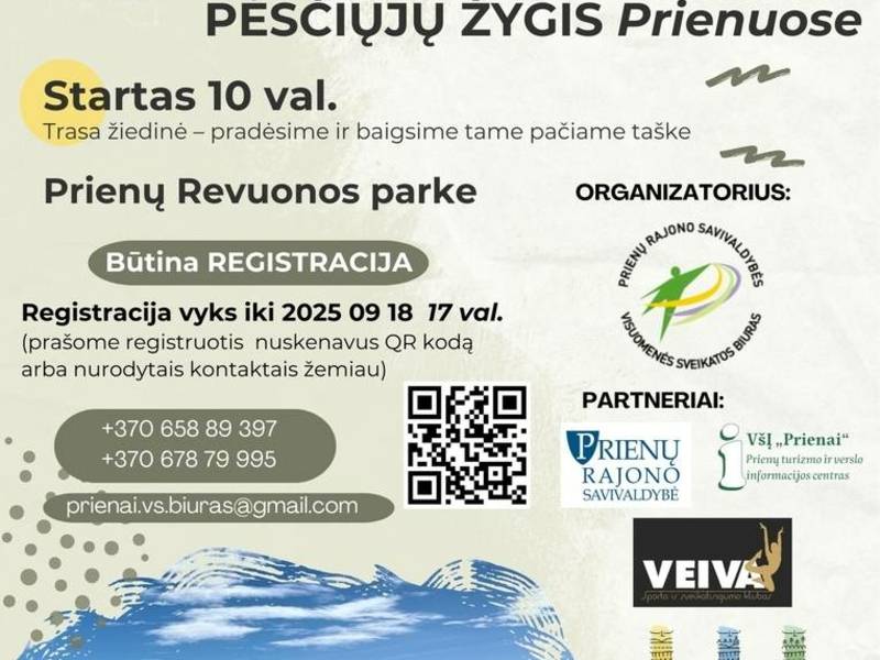 Nemokamas 12 km pėsčiųjų žygis Prienuose, skirtas Europos judumo savaitei