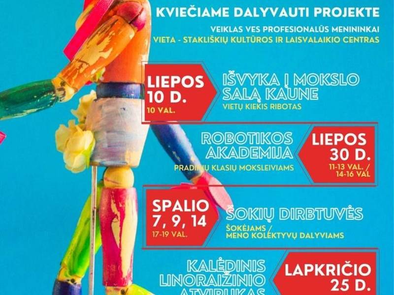 Meninio meistriškumo ir technologijų projekto „Kūrybos kodas: menas ir technologijos“ renginiai