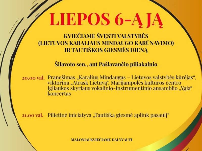 „Tautiškos giesmės“ giedojimas ant Pašlavančio piliakalnio