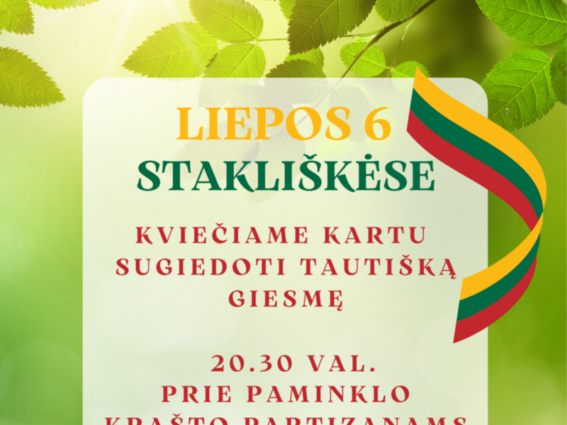 „Tautiškos giesmės“ giedojimas Stakliškėse, prie paminklo krašto partizanams.