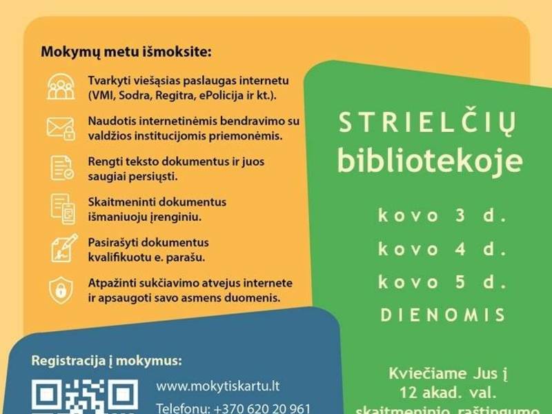 Nemokami mokymai „Skaitmenininiai įgūdžiai: viešosios e. paslaugos kasdienai“