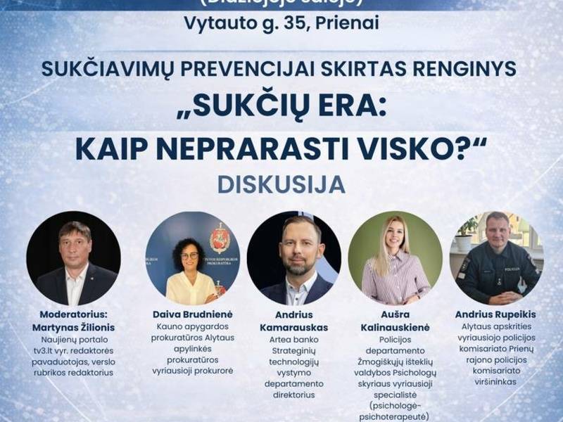 Sukčiavimų prevencijai skirtas renginys „Sukčių era: kaip neprarasti visko?“