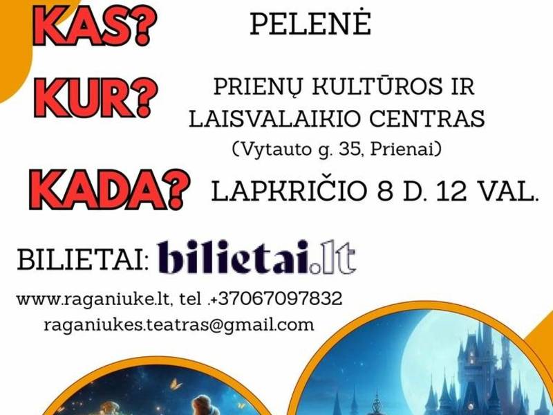  Raganiukės teatro muzikinis spektaklis vaikams „Pelenė“