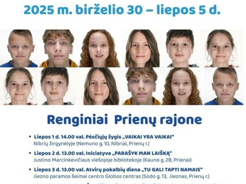 Vaikų globos savaitei skirti renginiai Prienų rajone