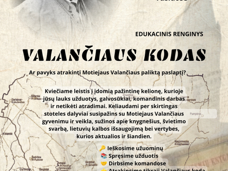Edukacinis renginys vaikams ir jaunimui „Valančiaus kodas“