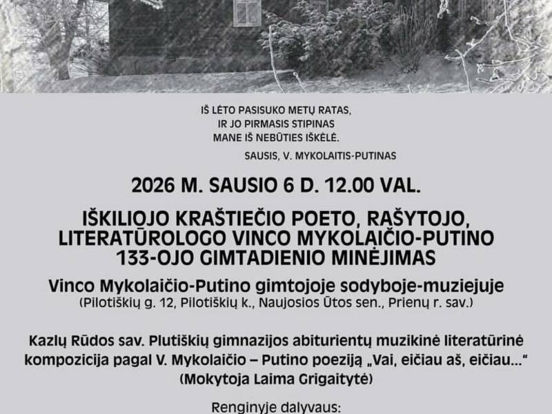 Vinco Mykolaičio-Putino 133-ojo gimtadienio minėjimas